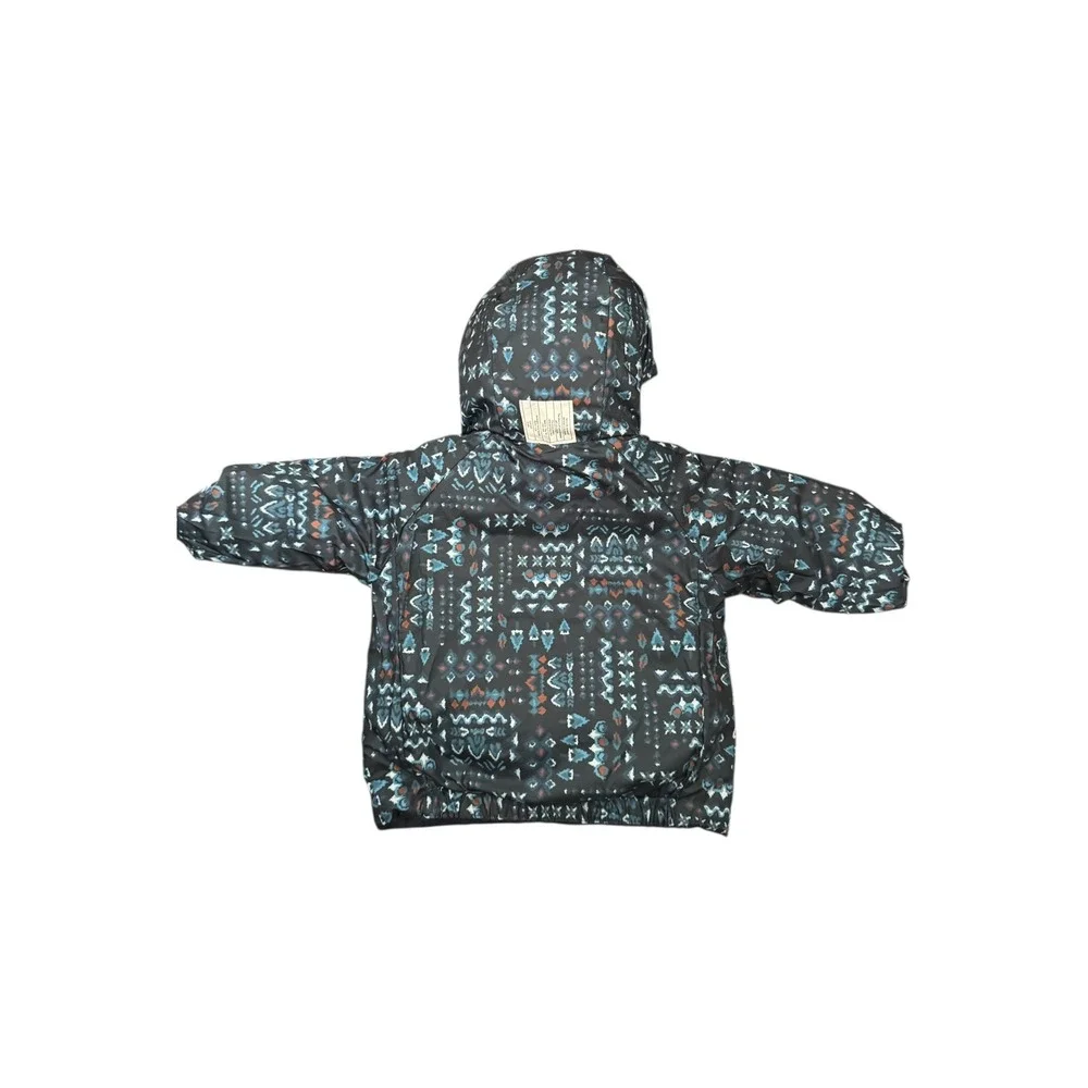 Patagonia Baby Reversible Down Sweater Hoody Jacket Blue‎ Geometric 3-6m NEW
